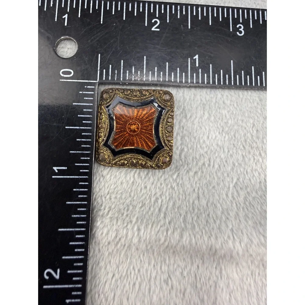 Vintage Women’s Buckle Set Art Deco Inspired Gold Tone Enamel